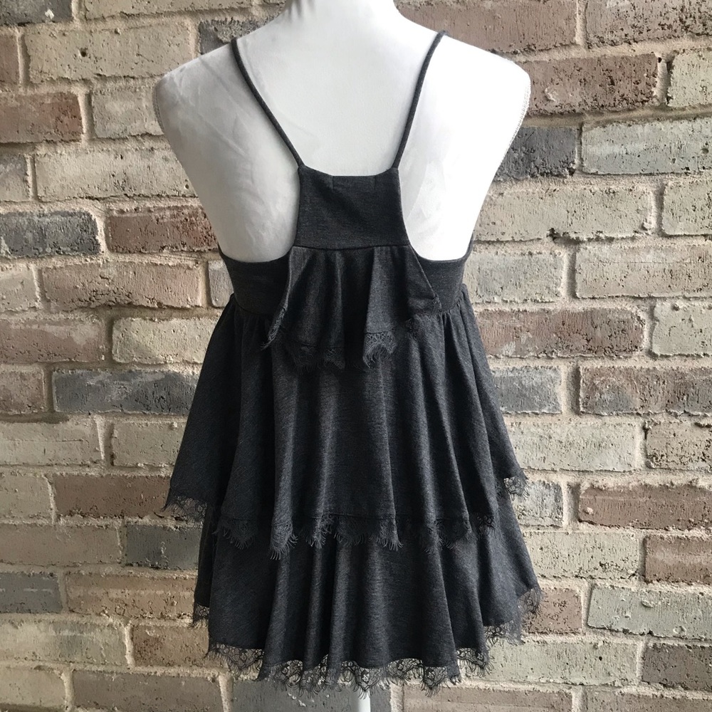 SALE Anthropologie Top Ella Moss Ruffled Tank Gray - Picture 5 of 9